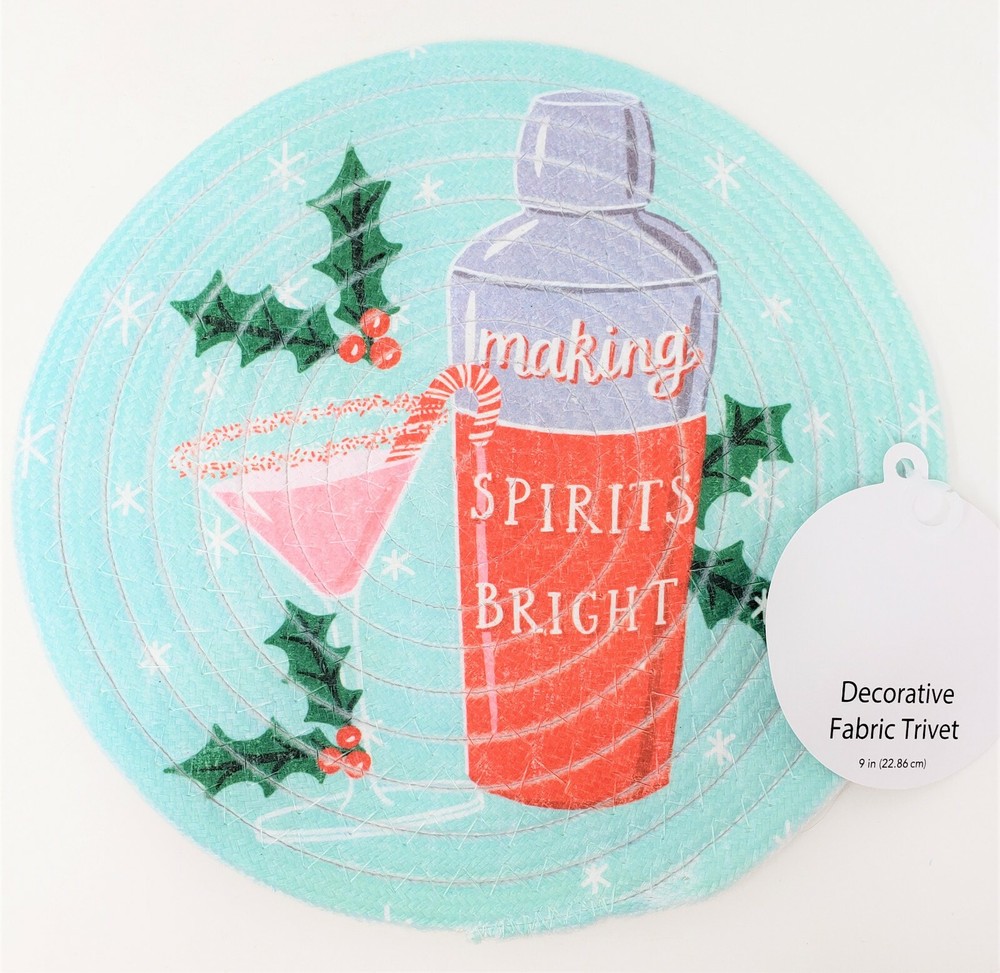 9" Decorative Fabric Trivet - New - Making Spirits Bright