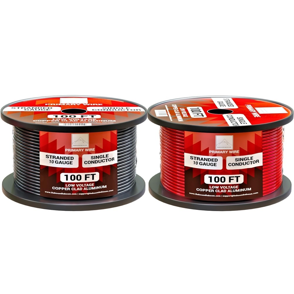 10 Gauge Wire Combo 2 Pack (200ft Total) 100ft Per Roll, 12V Low Voltage Auto...