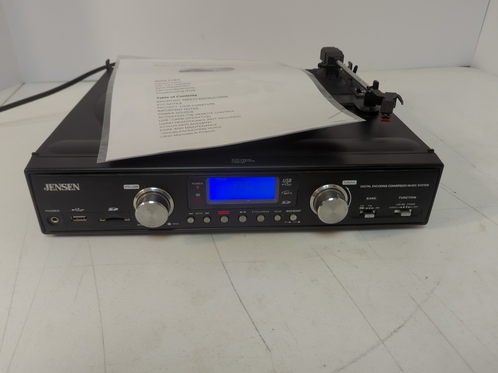Jensen Record Player JTA-460 Digital Encoding System + AM/FM USB With Manual