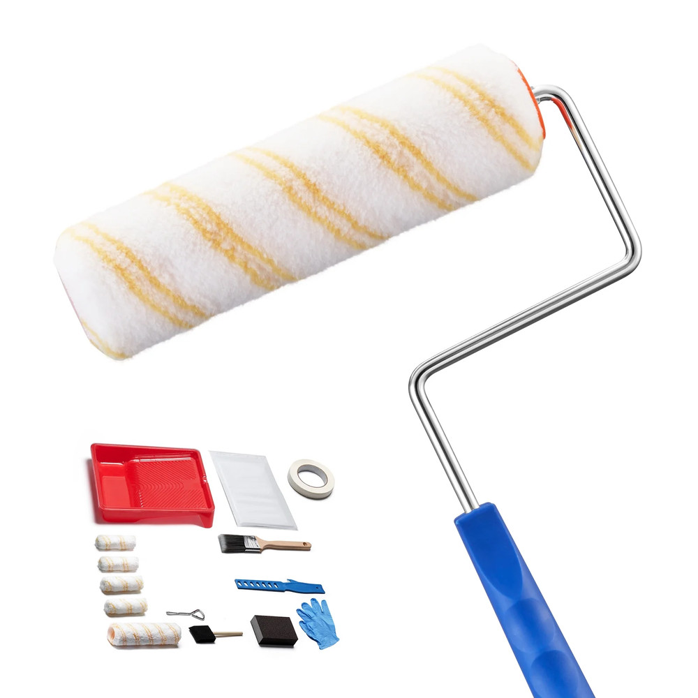 Complete Painting Kit: 19-Piece Set with Rollers, Frames, and Sleeves