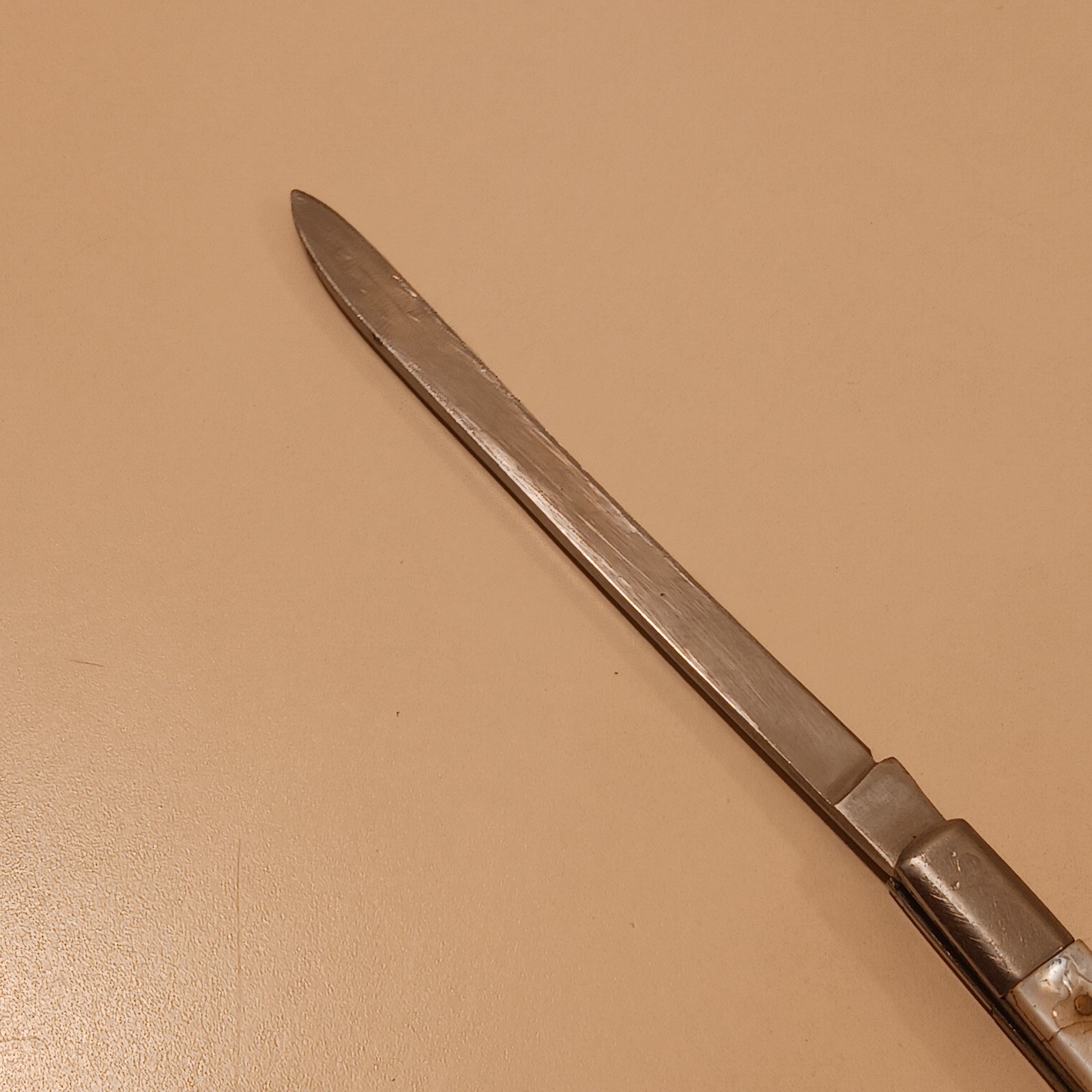 Sabre Stainless Steel Japan 677 Folding Fruit Melon Knife White Celluloid Handle