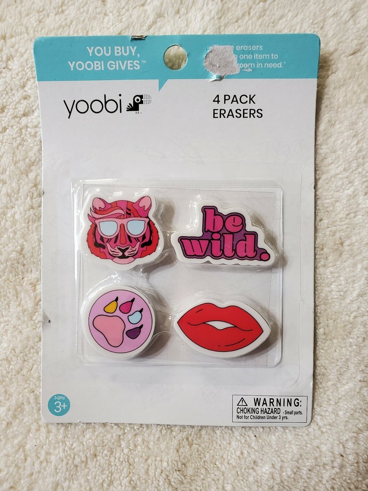 4 Pk Be Wild Erasers- Yoobi