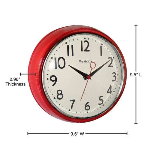 vintage look wall clock retro 1950 red