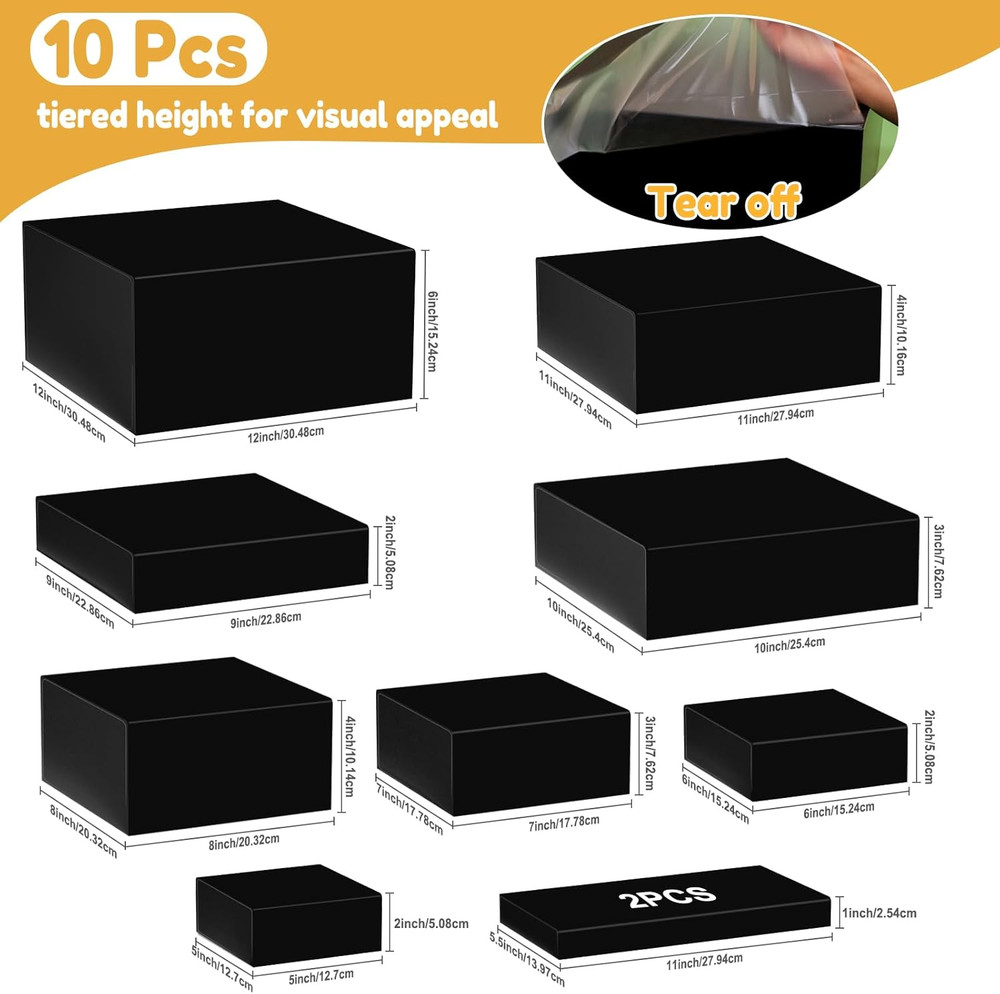 Large Acrylic Buffet Risers Set, Stackable Food Display Stands, 10 Pcs