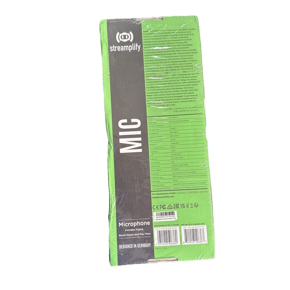 Streamplify MIC TRIPOD Nero Microfono da studio