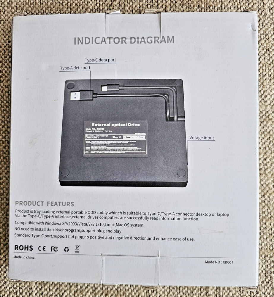 NOS USB Type-A & Type-C External Drive External CD DVD Drive