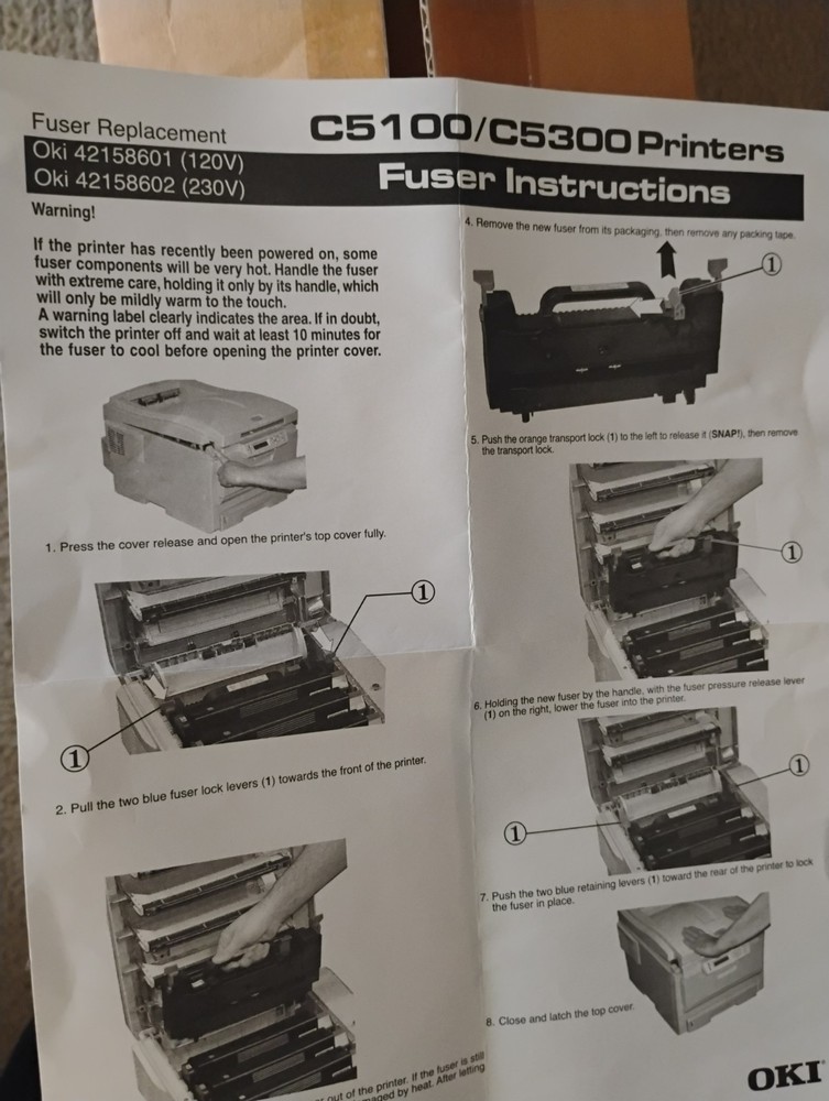 Oki Fuser Replacement Unit Fits C5100/C5300 Printers