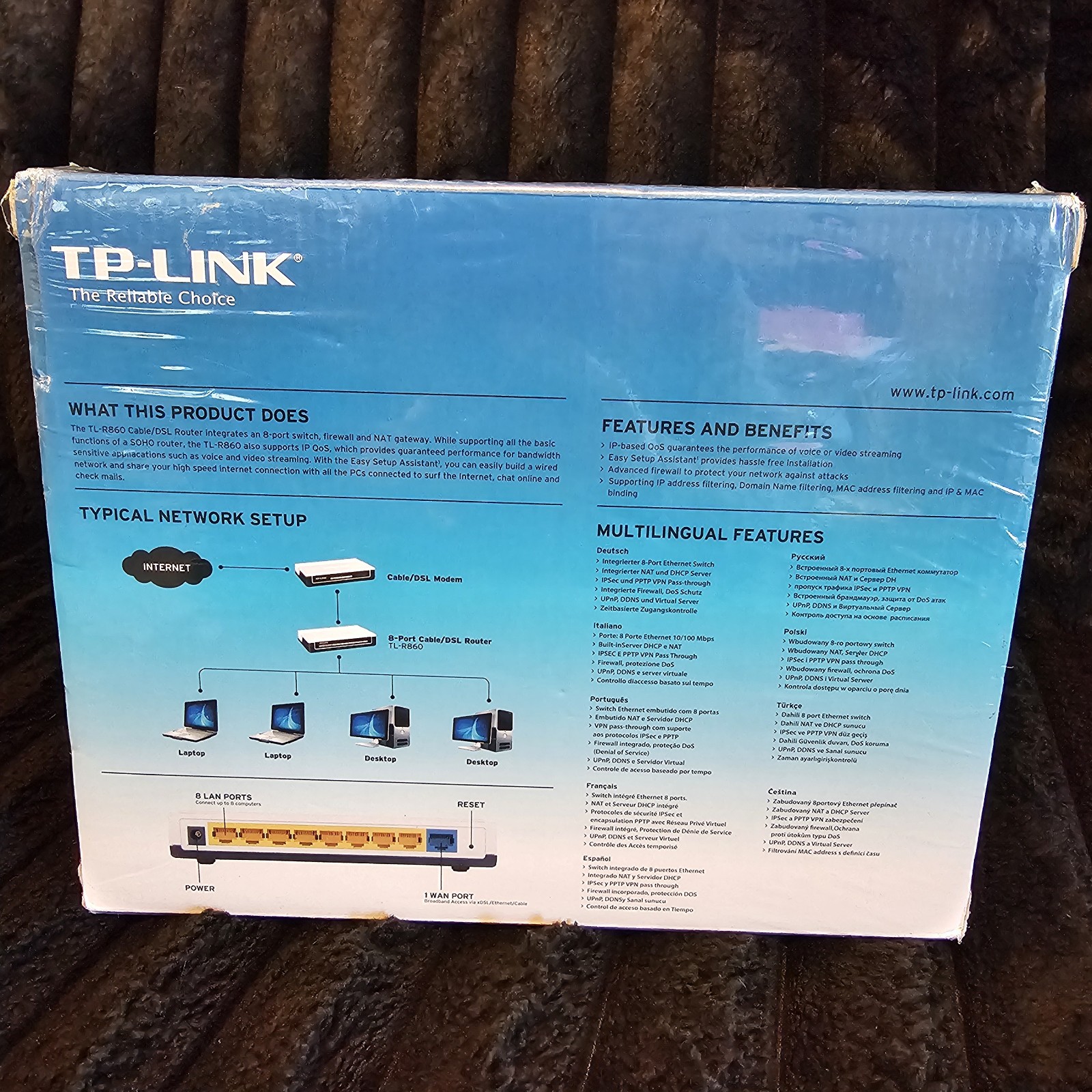 TP-LINK 8 PORT CABLE/DSL ROUTER Model No TL-R860 New Sealed