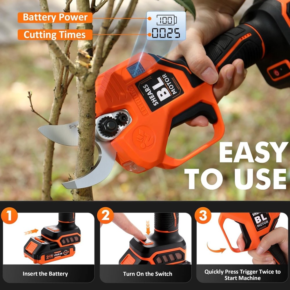 ® Electric Pruning Shears Cordless, [1.6'' Cutting Diameter] Professional Batter