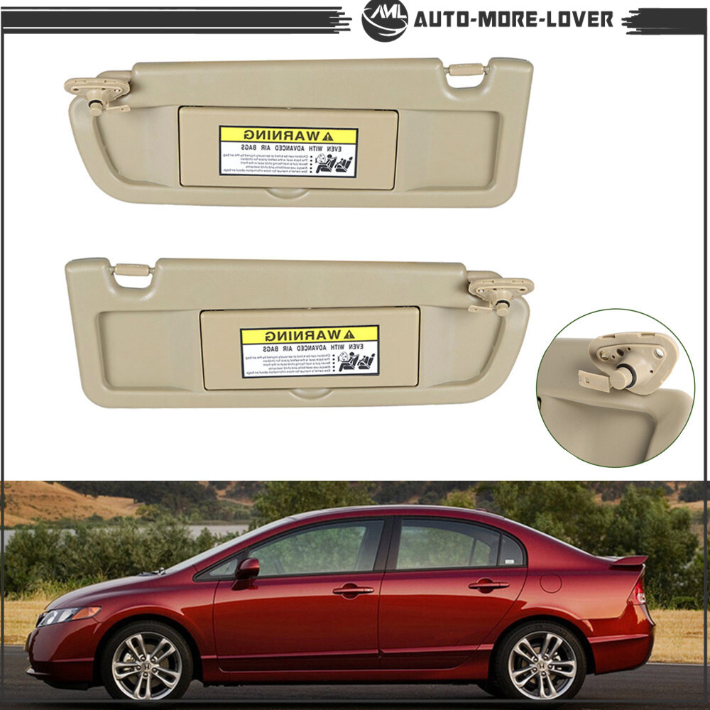 Right & Left Tan Sun Visor For 2006 2007 2008 2009 2010 2011 Honda Civic