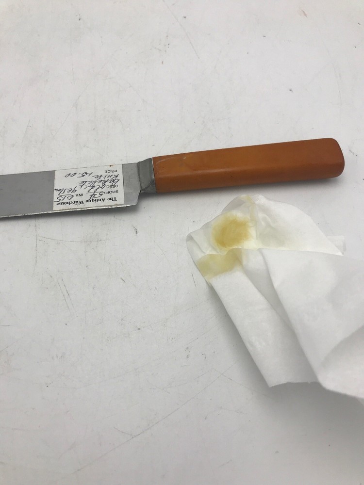 Antique Butterscotch Bakelite Handled Knife SS 11" Tested