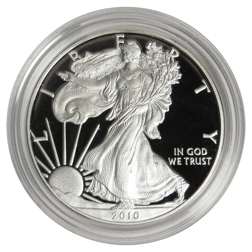 2010-W Proof $1 American Silver Eagle Box, OGP & COA