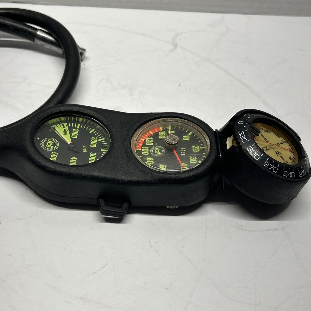 IDI Scuba Triple Gauge Console. Pressure Depth And Compass. Tested.