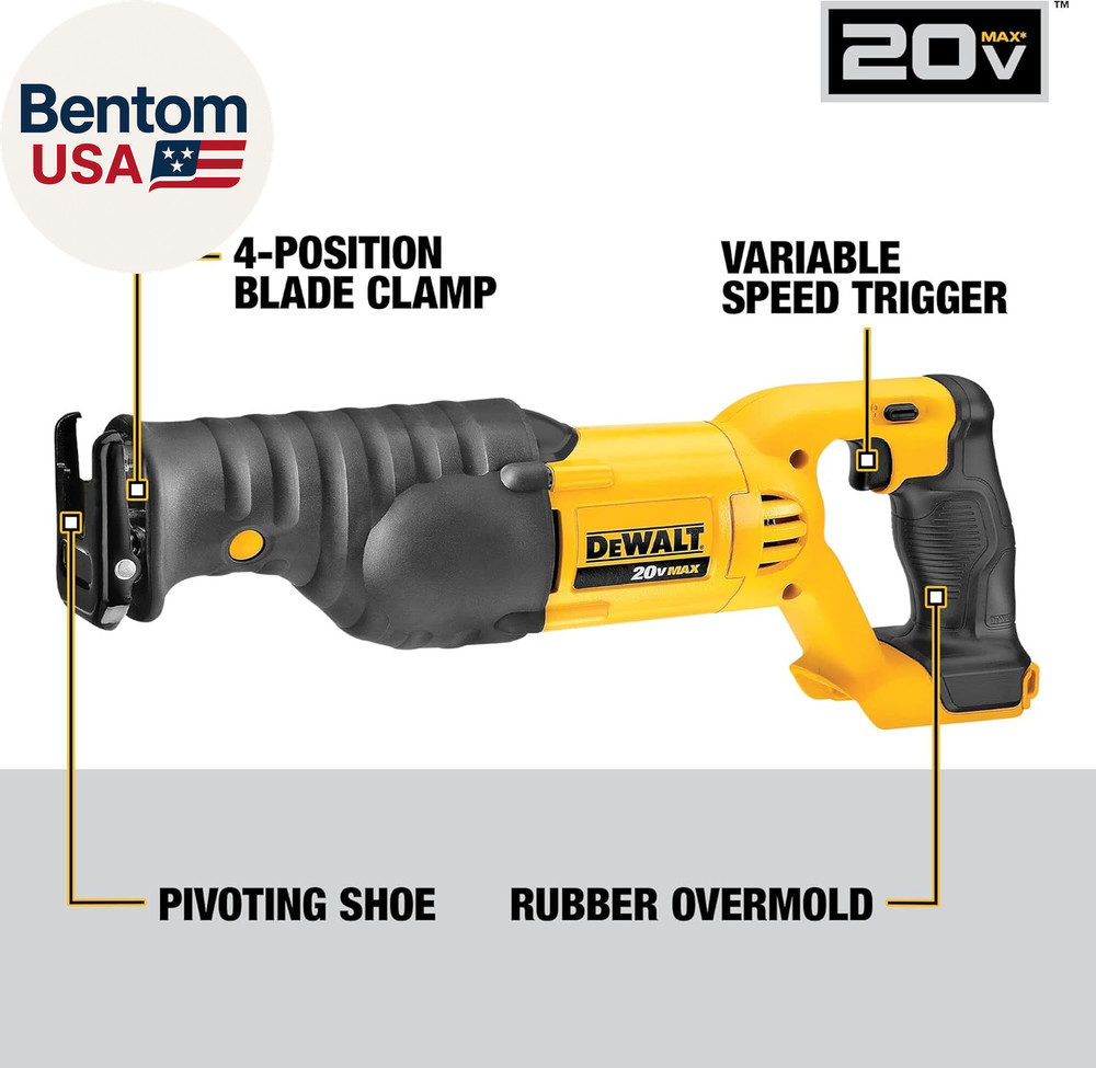 20V MAX Reciprocating Saw, 3,000 Strokes per Minute, Variable Speed Trigger, Bar