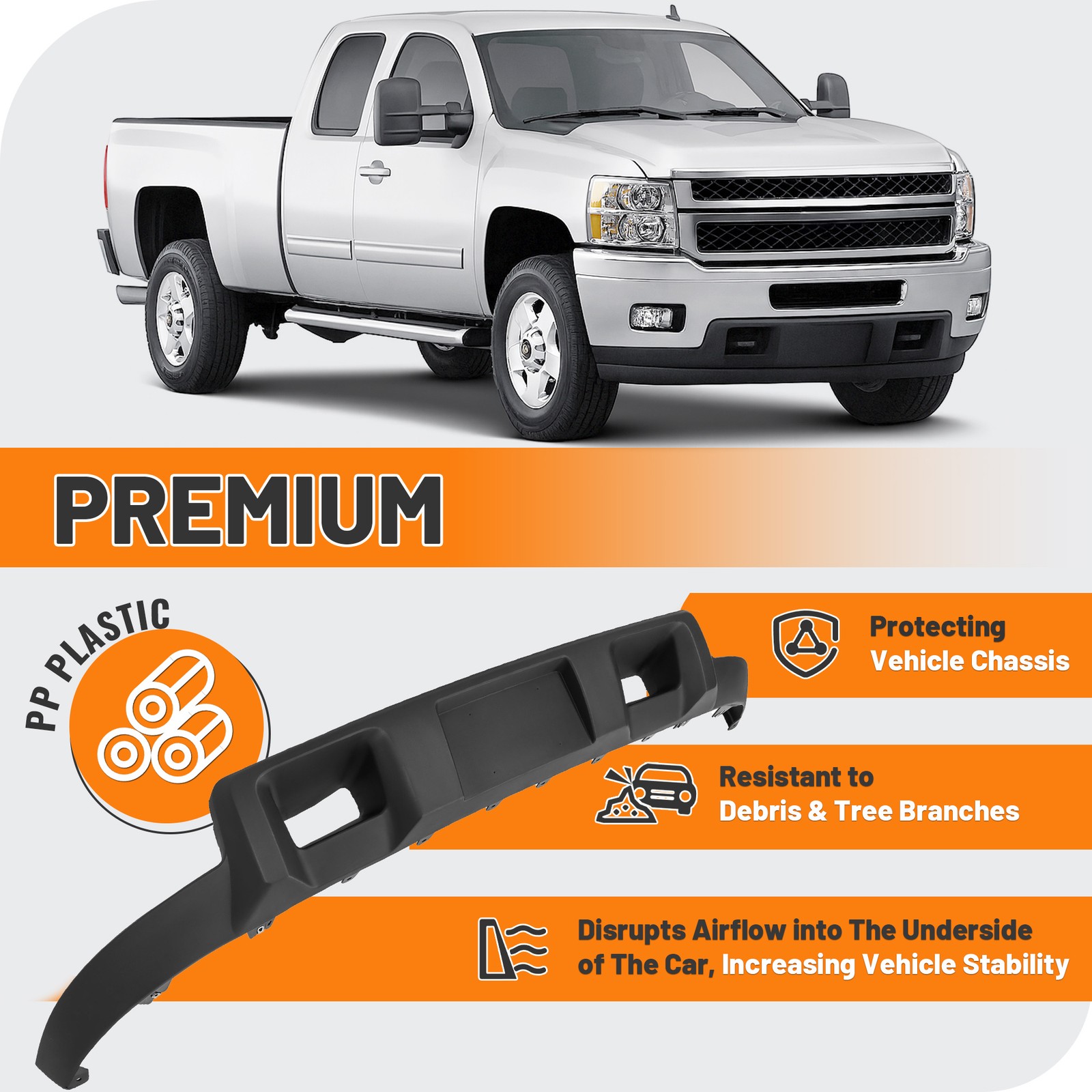 Front Bumper Valance Air Deflector For Chevy Silverado 2500HD 3500HD 2011-2014