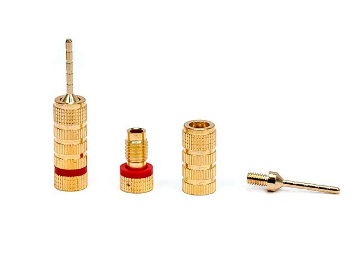 Monoprice 5 PAIRS OF High-Quality Gold Plated Speaker Pin Plugs Pin Screw Type