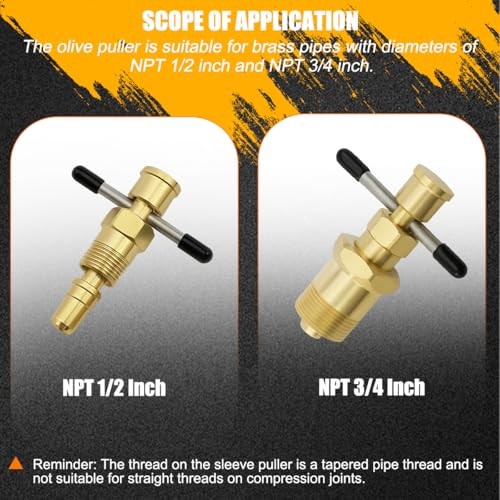 Pipe Olive Remover Puller Tool, Corrosion-Resistant Compression Sleeve Puller