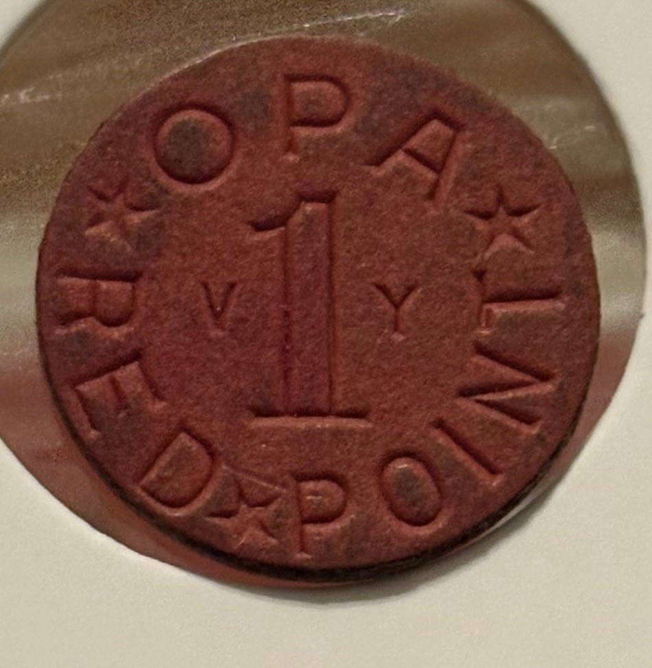 Opa Red Point VY WWII US Ration Token