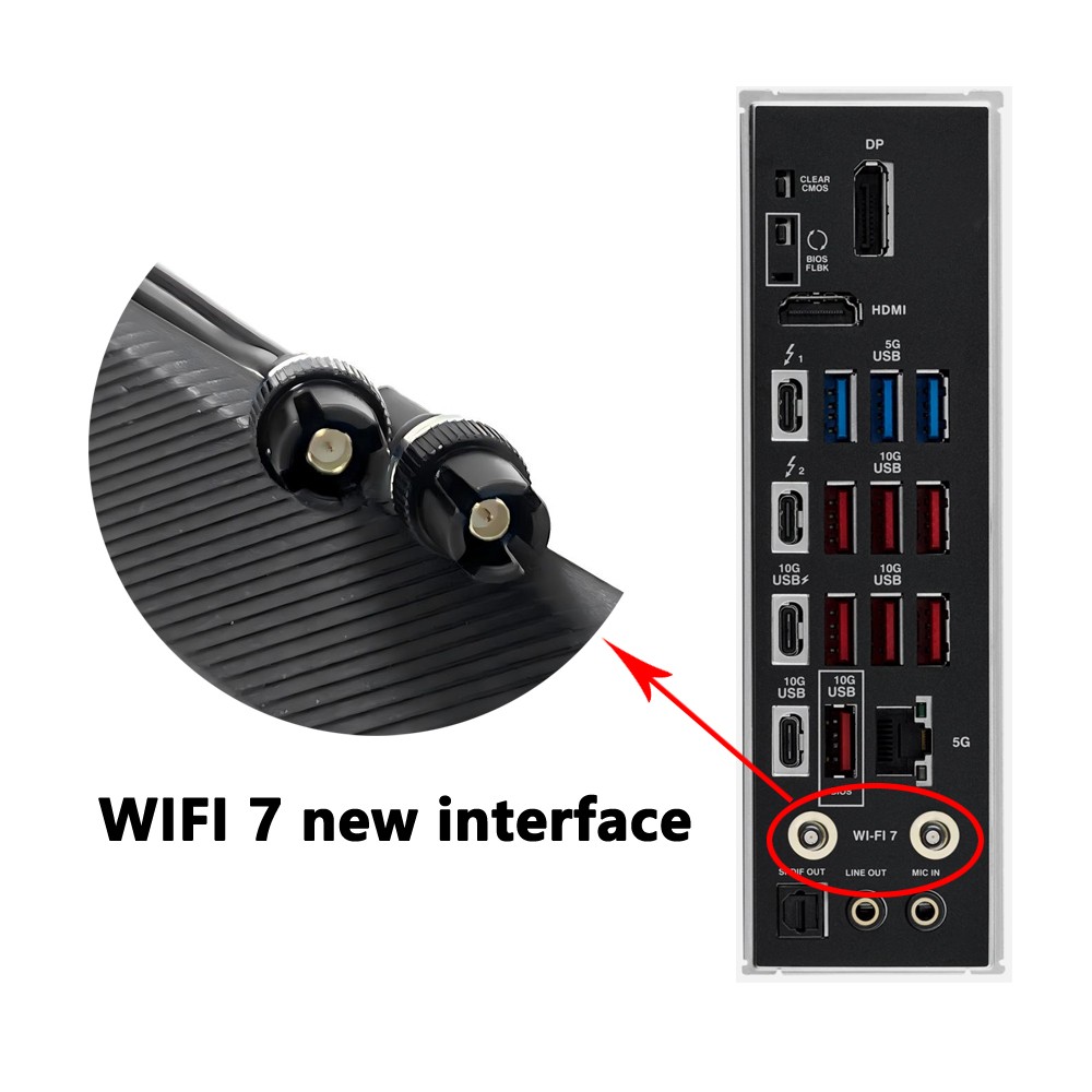 WiFi7 Antenna 2.4/5/6GHz for ASUS TUF GAMING X870E/B860M/B850/Z890/X870 Z790-PRO