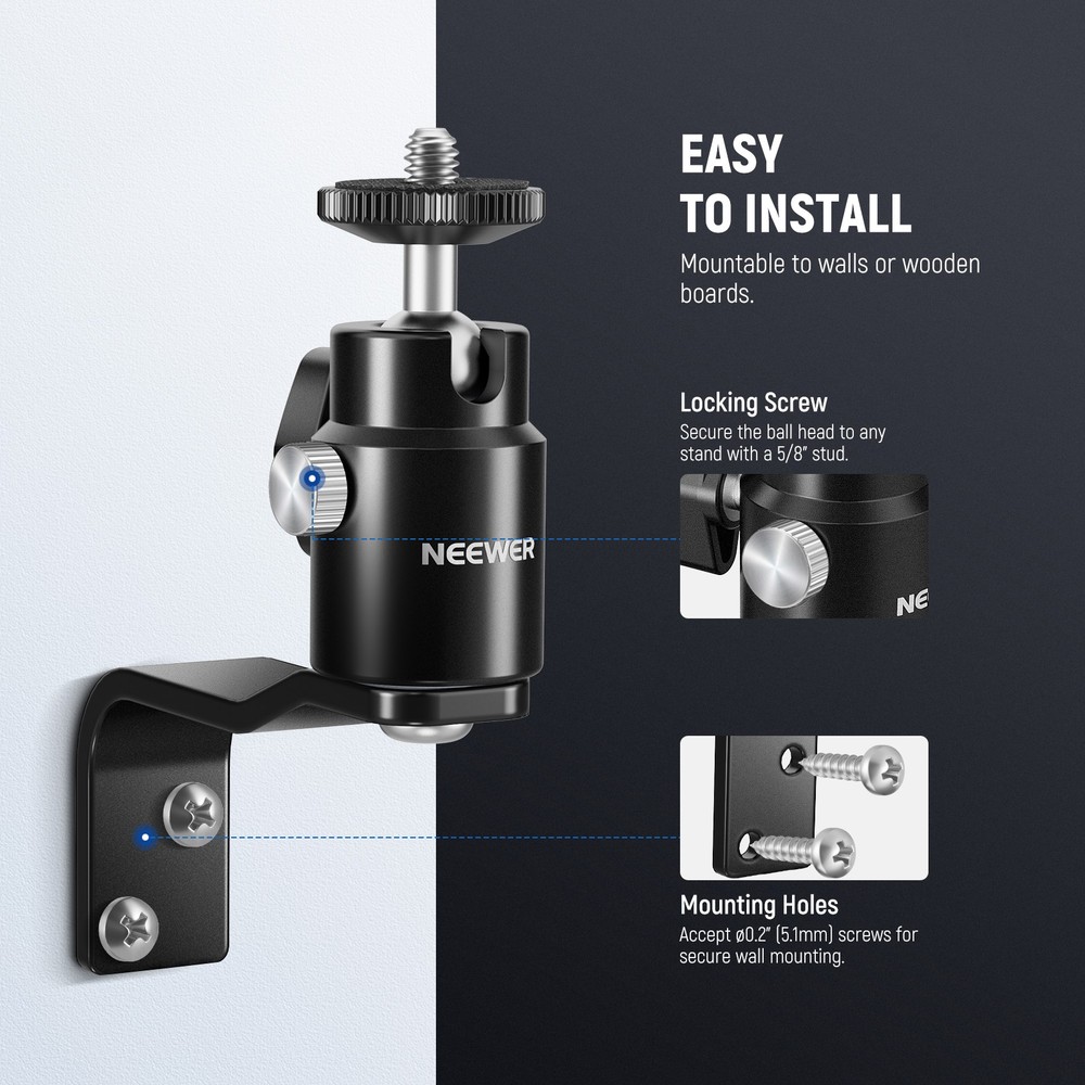 NEEWER TS007D 2-Pack Wall Mount - 5/8" & 1/4" Screws, 4.4lb Load