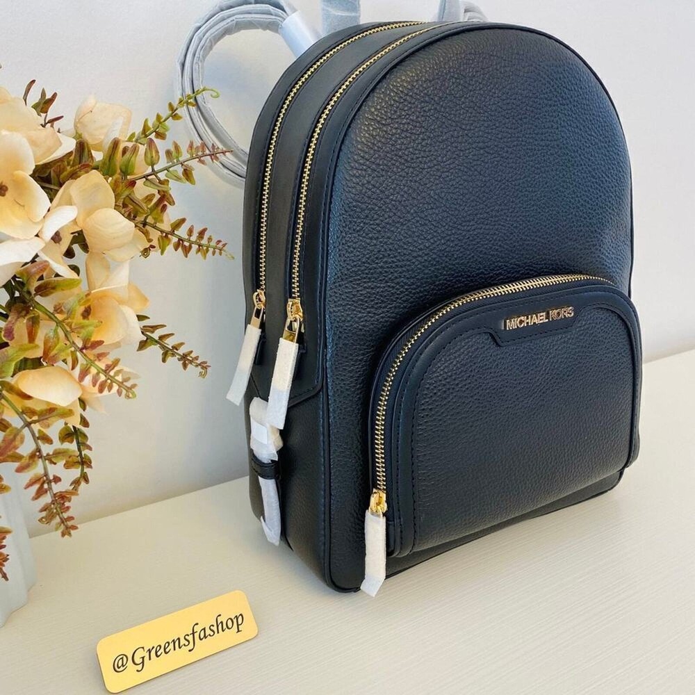 NWT Michael Kors Jaycee Medium Zip Pocket Backpack Black new