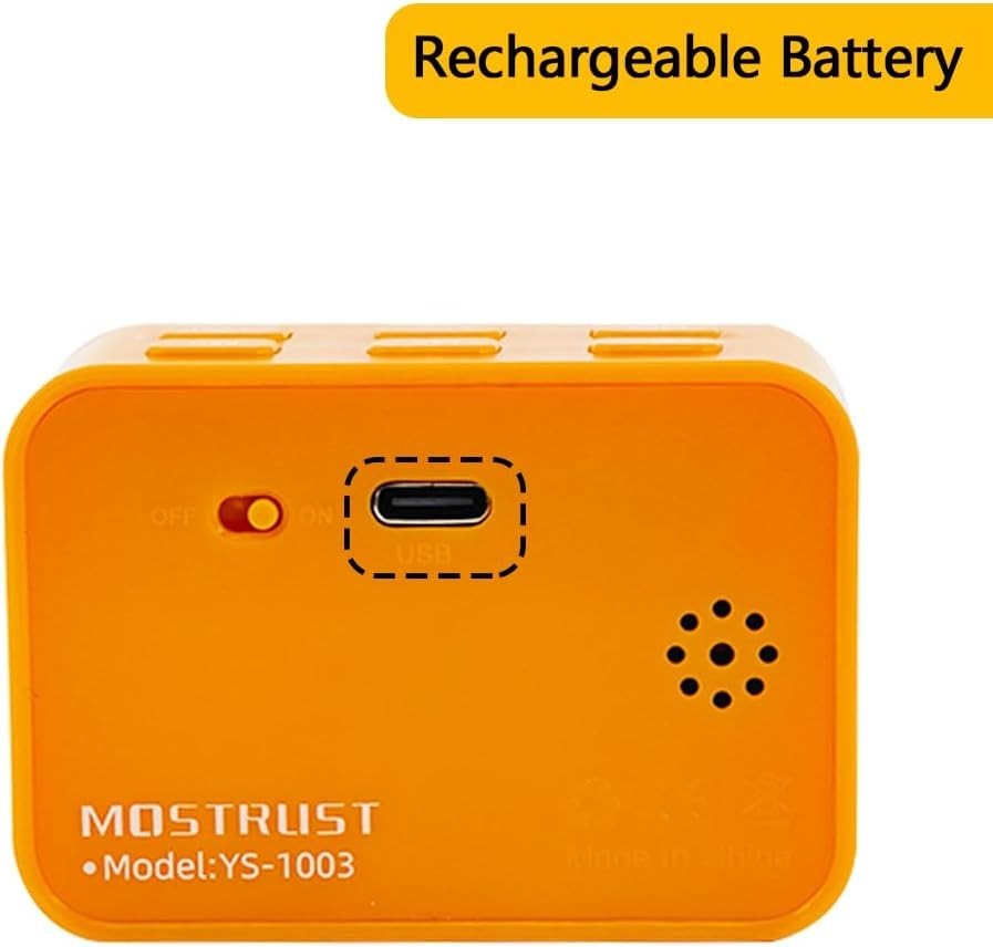 Digital Mini LED Timer, Rechargeable LED Countdown/Up Timer, 3 Pre-set Orange