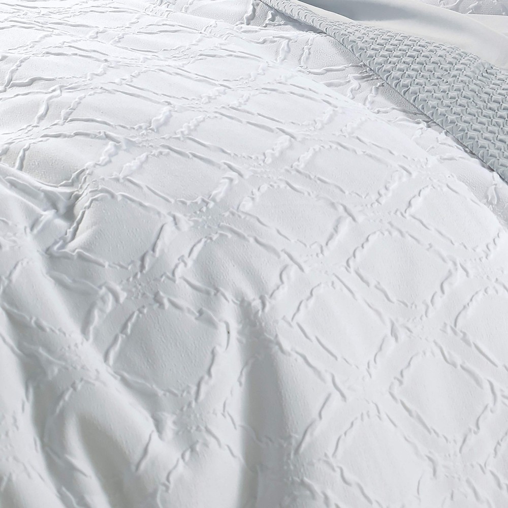 CHF Solid Ogee Microsculpt Comforter Sham Set, King, White