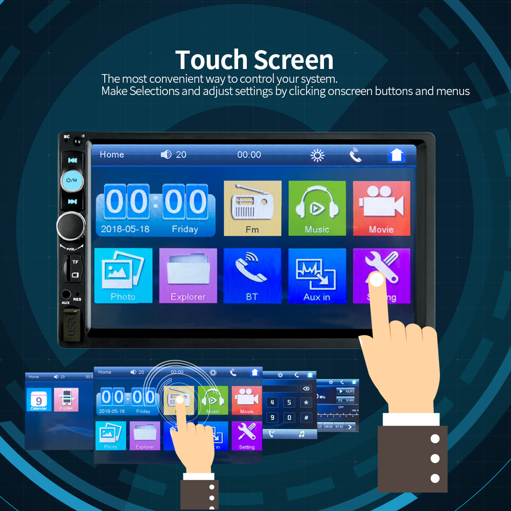 7" Double 2 DIN Car MP5 Player Bluetooth Touch Screen Stereo Radio + Camera