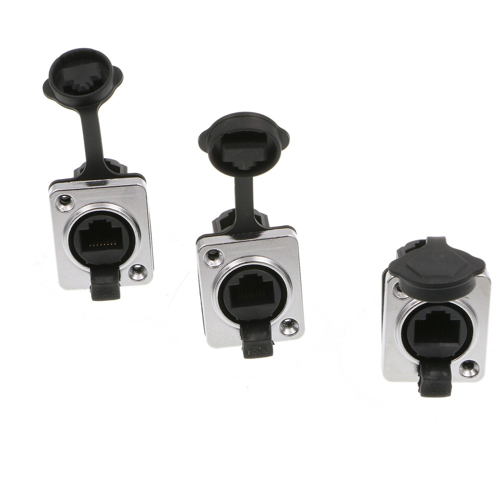 90 Degree RJ45 Interface Waterproof sockets Connector IP65 Ethernet Panel Mount