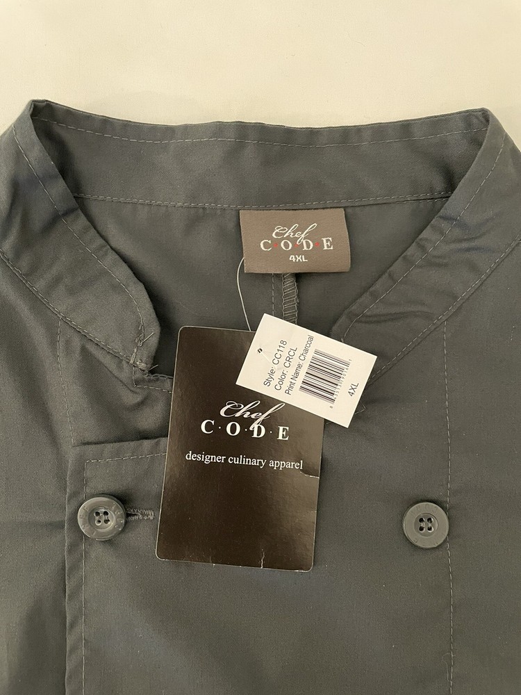 Chef Code Coat Unisex 4XL Culinary Jacket Charcoal Gray CC118 New