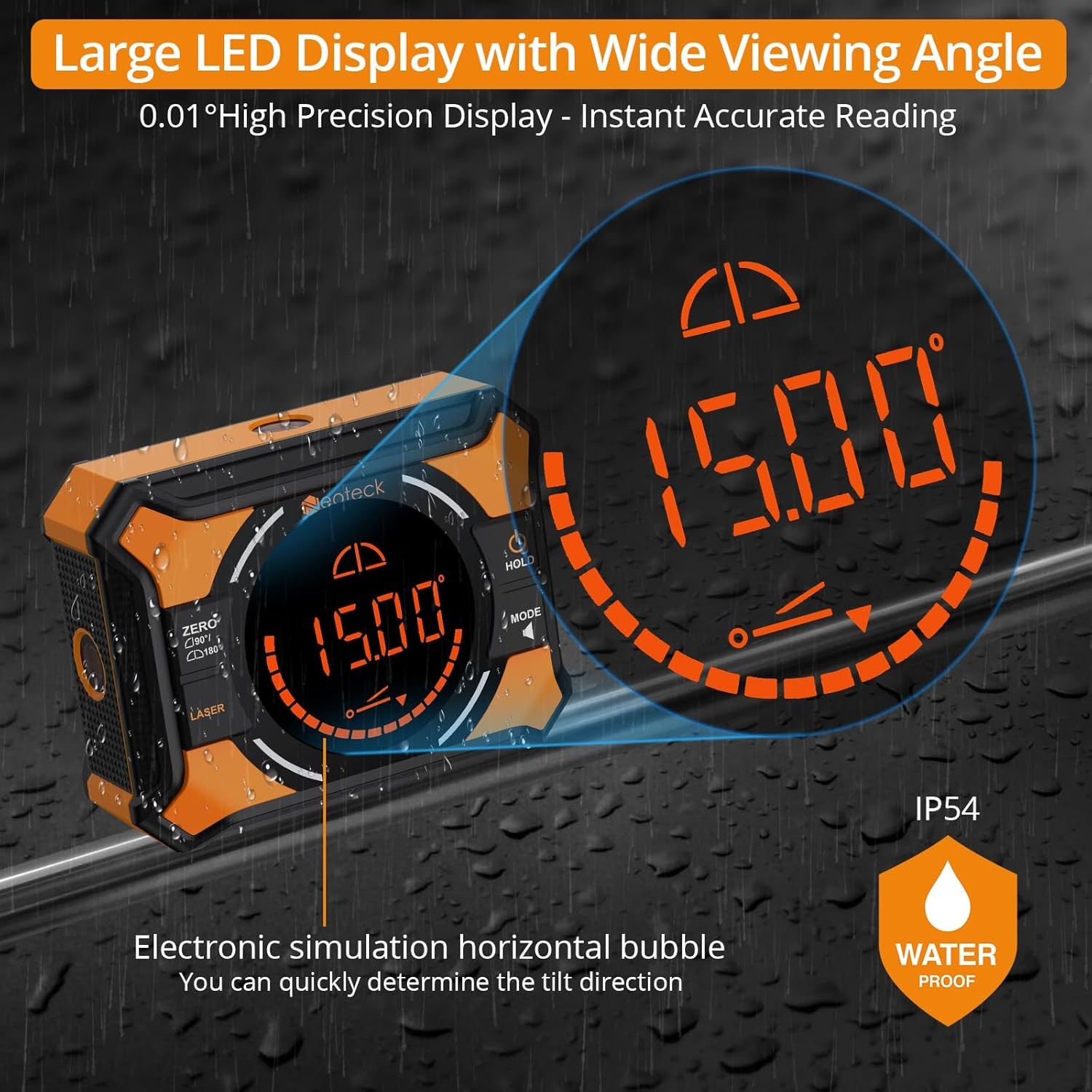 Neoteck 3-in-1 Digital Inclinometer Angle Finder Gauge Magnetic with Laser Level