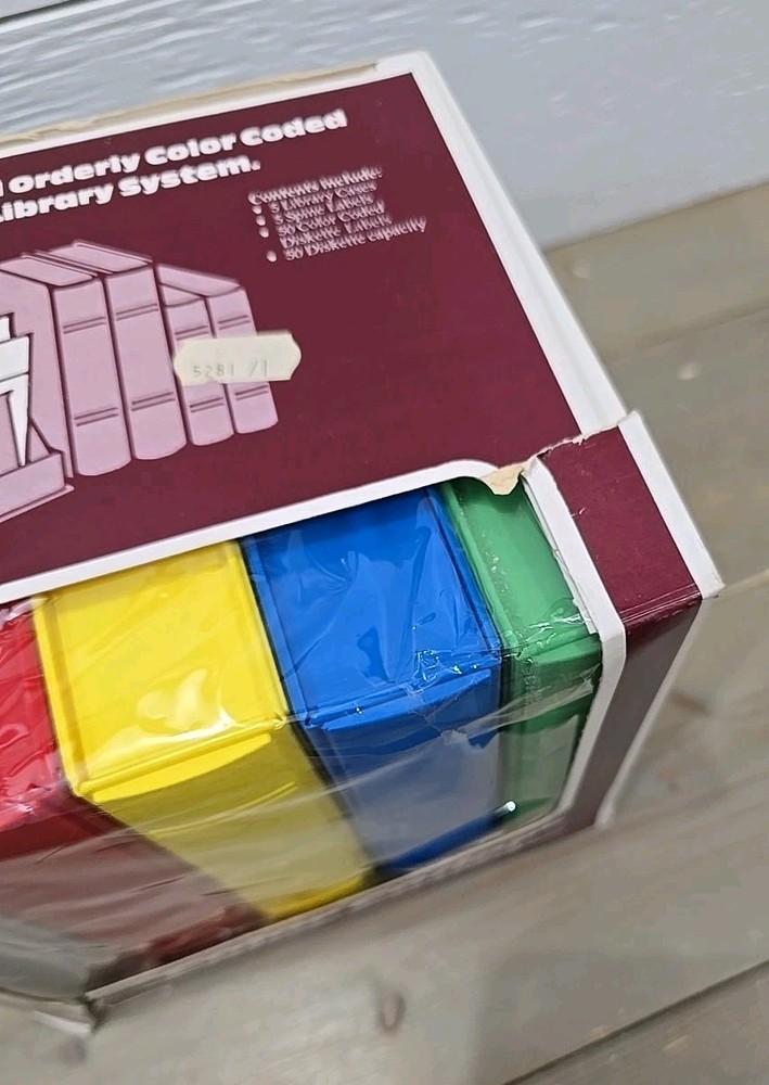 NOS SRW Color Coder 5.25” Diskette Library Cases Spine Labels Set for 50 Disks