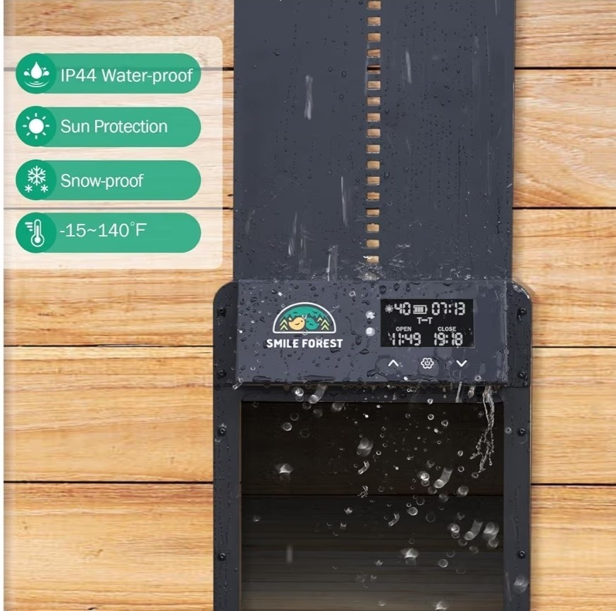Automatic Chicken Coop Door with Light Sensor & Timer Control - Multi-Mode...