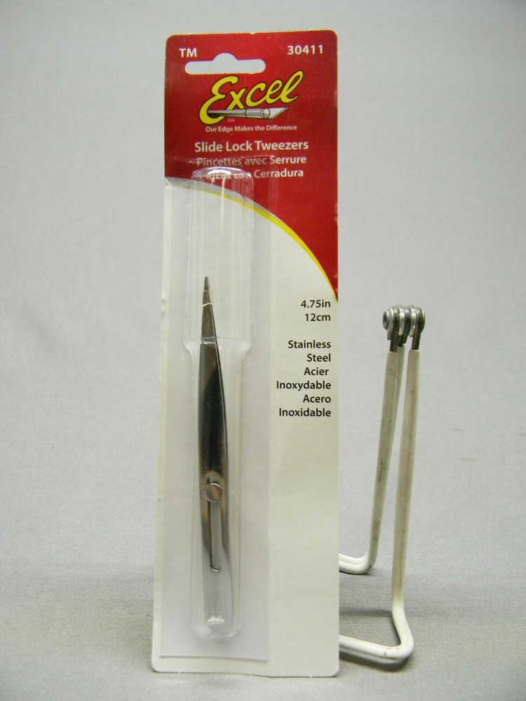 EXCEL SLIDE LOCK POINTED TWEEZERS tools models trains precision EXL30411 NEW