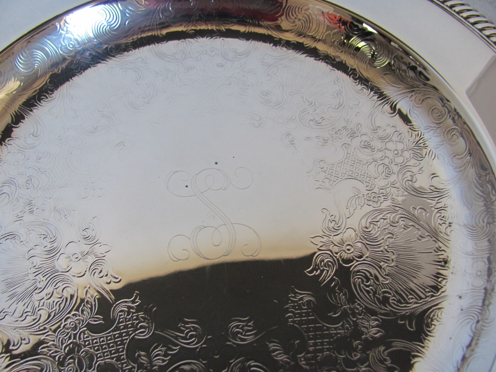 Vintage International Silver Co-Silver plate-10" Tray with Divided Glass Insert