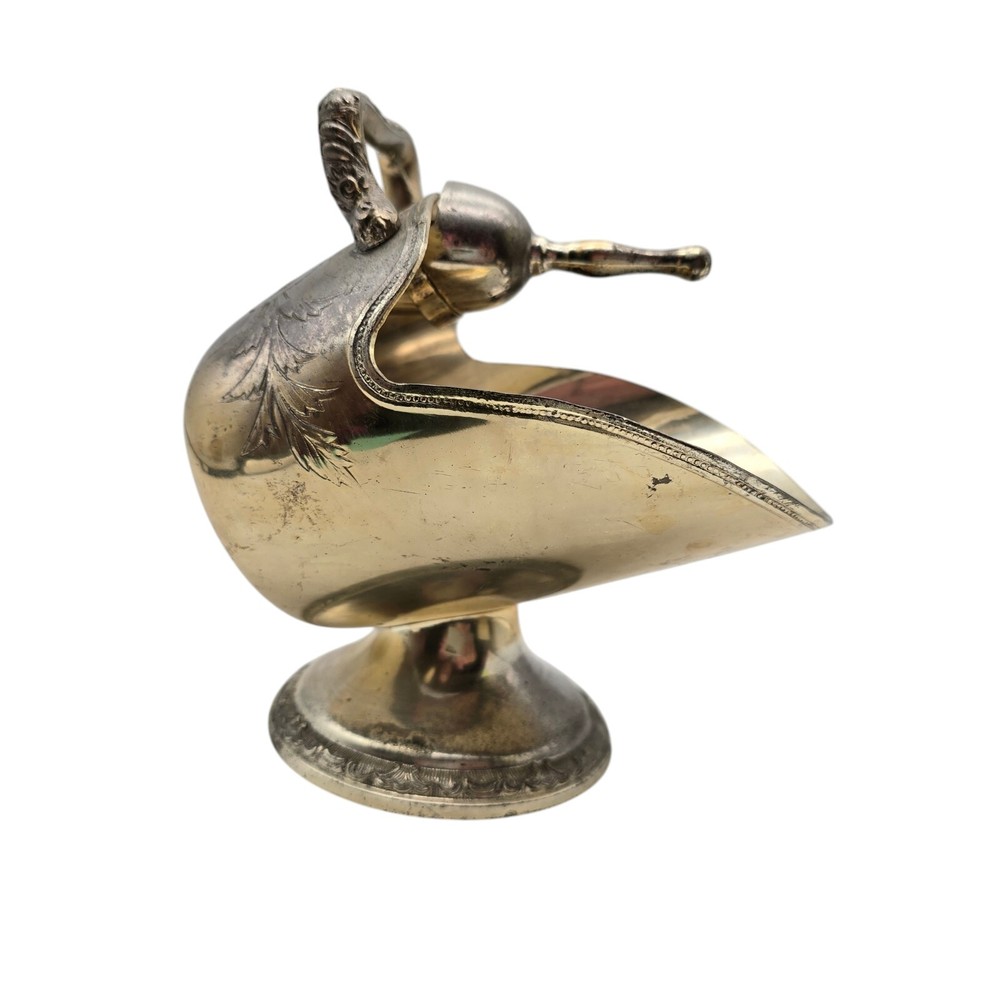 Vintage England Sugar Scuttle With Scoop Silver Plated Western Hand Scroll