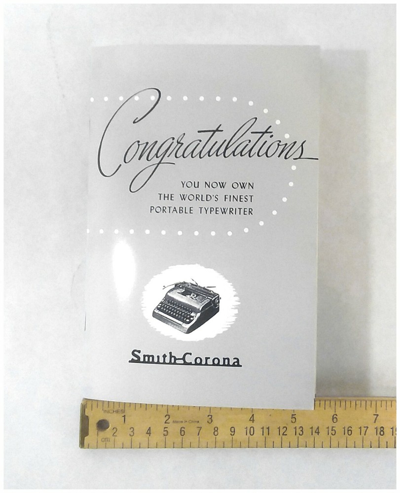 Smith Corona Silent Typewriter User Manual Owners Manual Instruction Manual