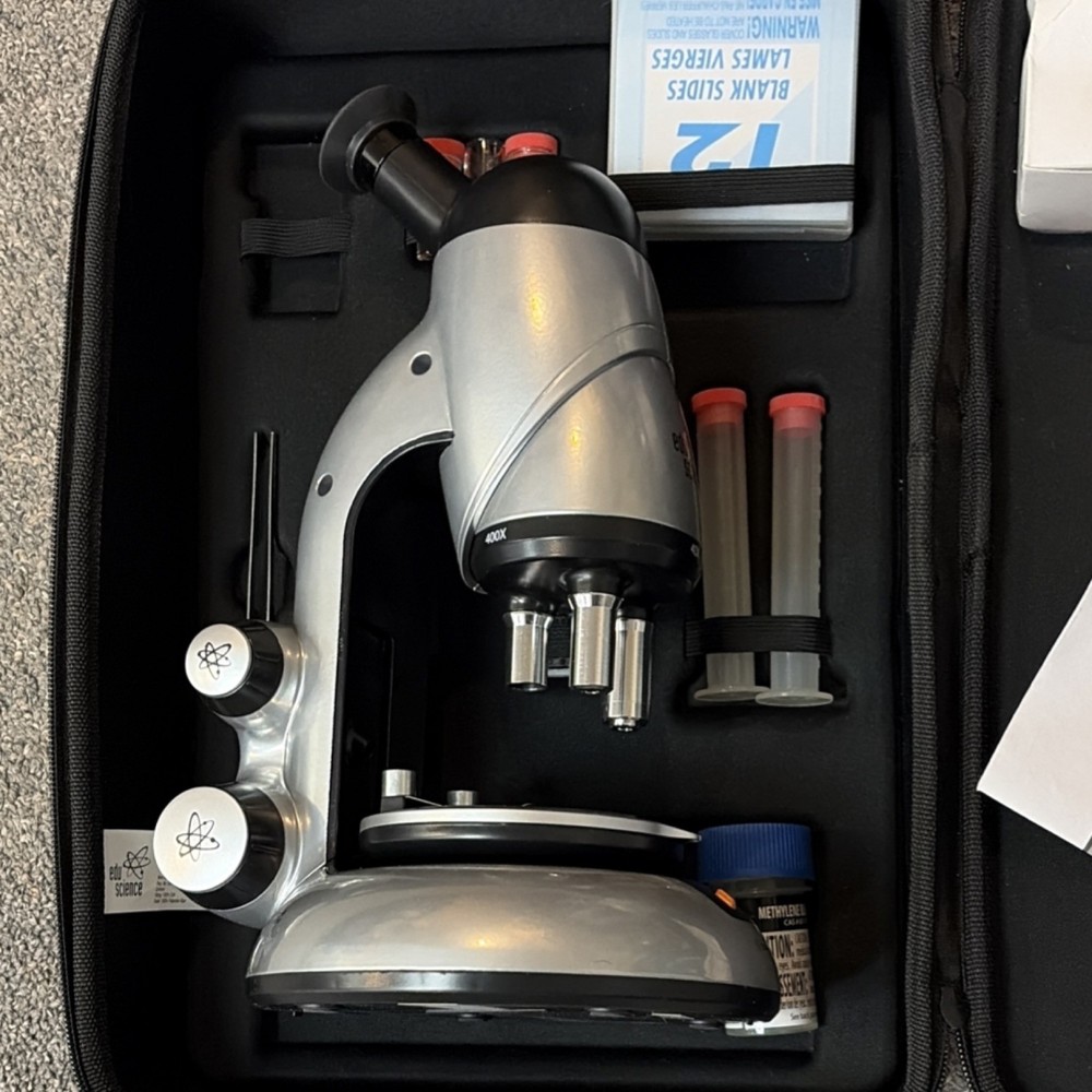 Edu Science 1200x Student Lab Microscope Set with Accessories & Blank Slides
