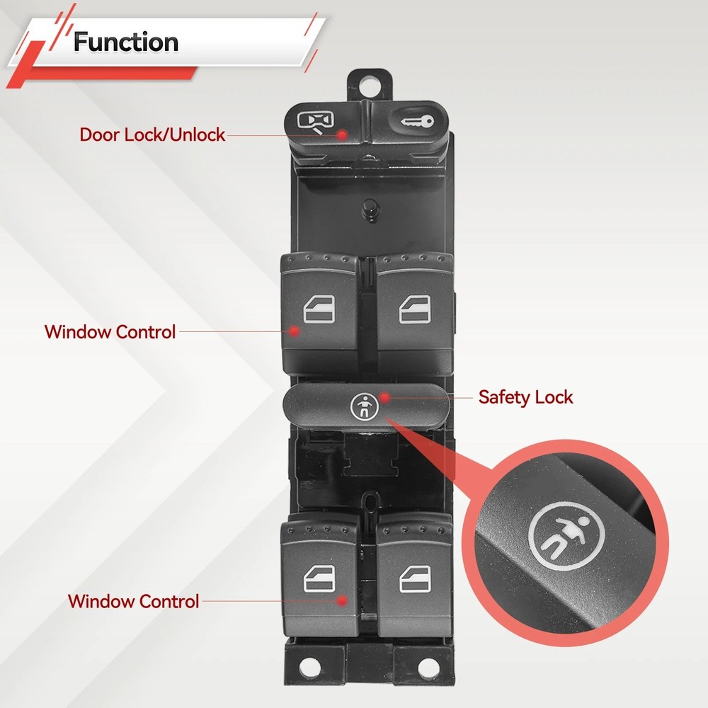 ZPY Master Power Window Switch Front Left Driver Side For VW Jetta Passat Golf