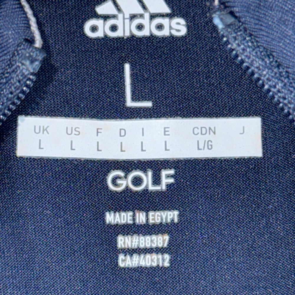 Adidas Golf Quarter Zip Pullover Navy Blue Performance Stretch Athletic Jacket L