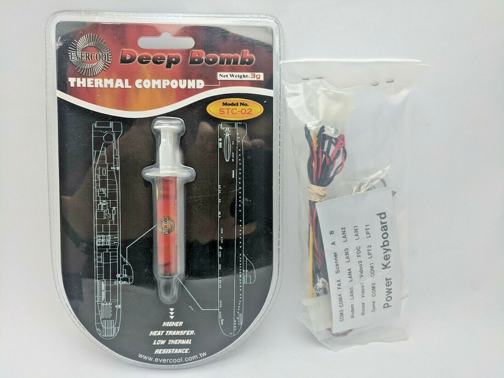 New CPU Thermal Compound Grease/ Paste, Blue LED Light Gaming PC Mod, ON/OFF Kit