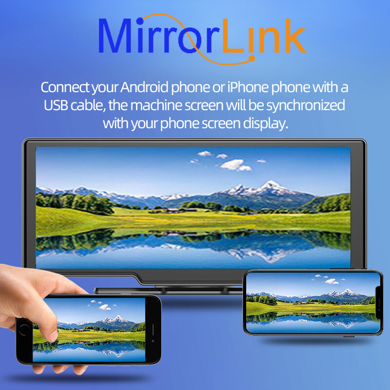 10 Inch Mirror Link Bluetooth AUX Camera Touch Screen FM Carplay Android Auto