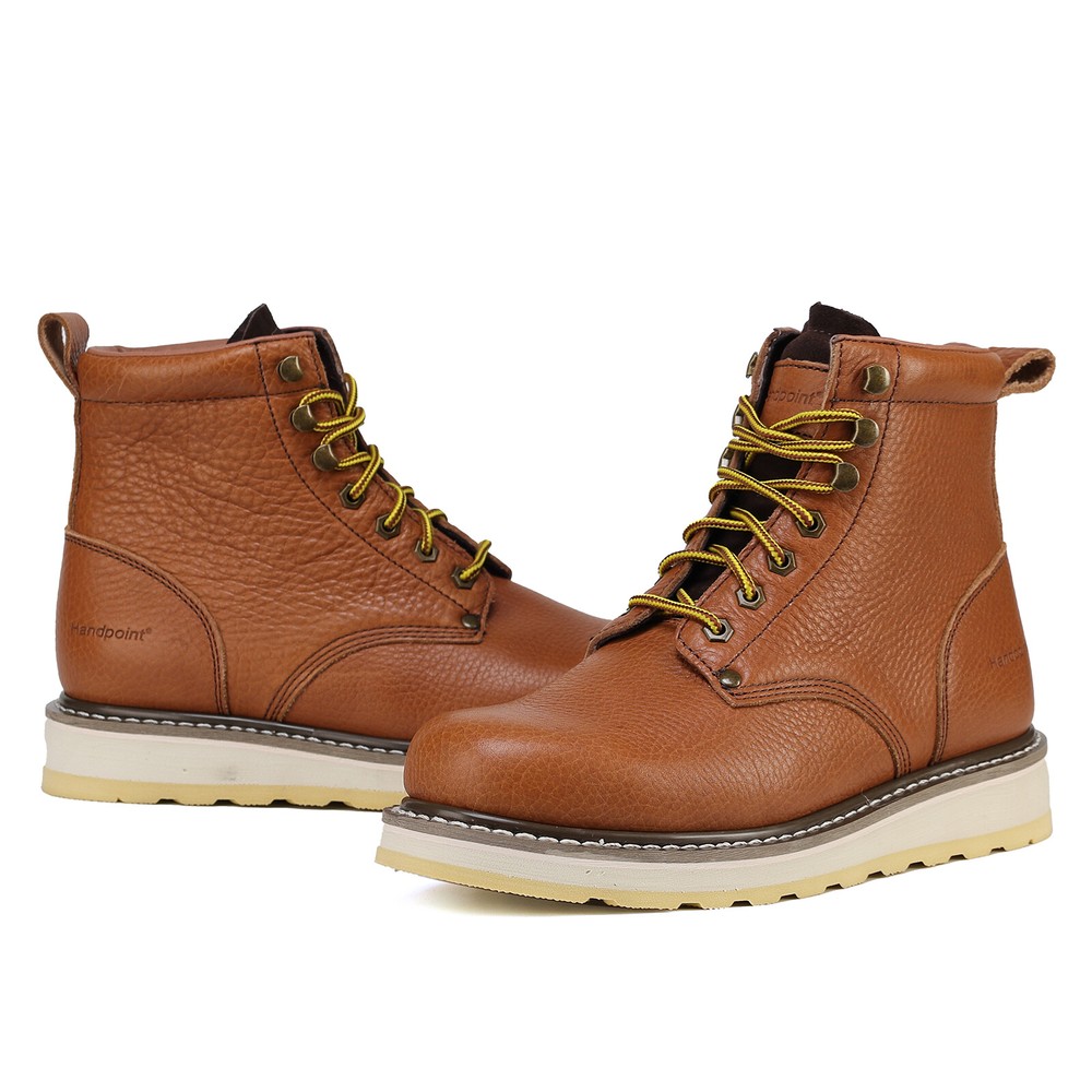 Men's Brown Classic 6" Tan Pitstop Leather Soft Toe Work Boots