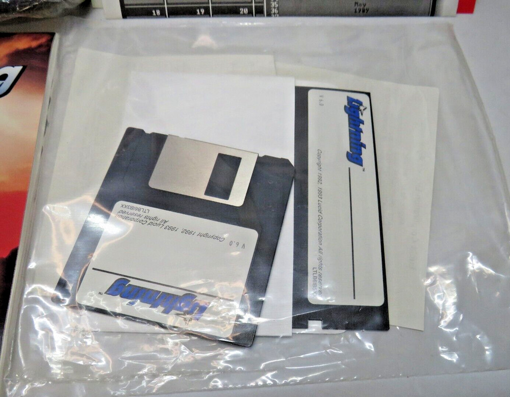 Lightning Version 6.0 on 3.5" disk with manual and pictured book new opened box
