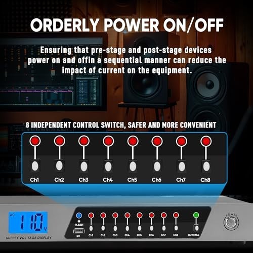 20A Rack Mount Power Conditioner, 10 Outlet Sequencer, 2000W Surge Protector, Vo