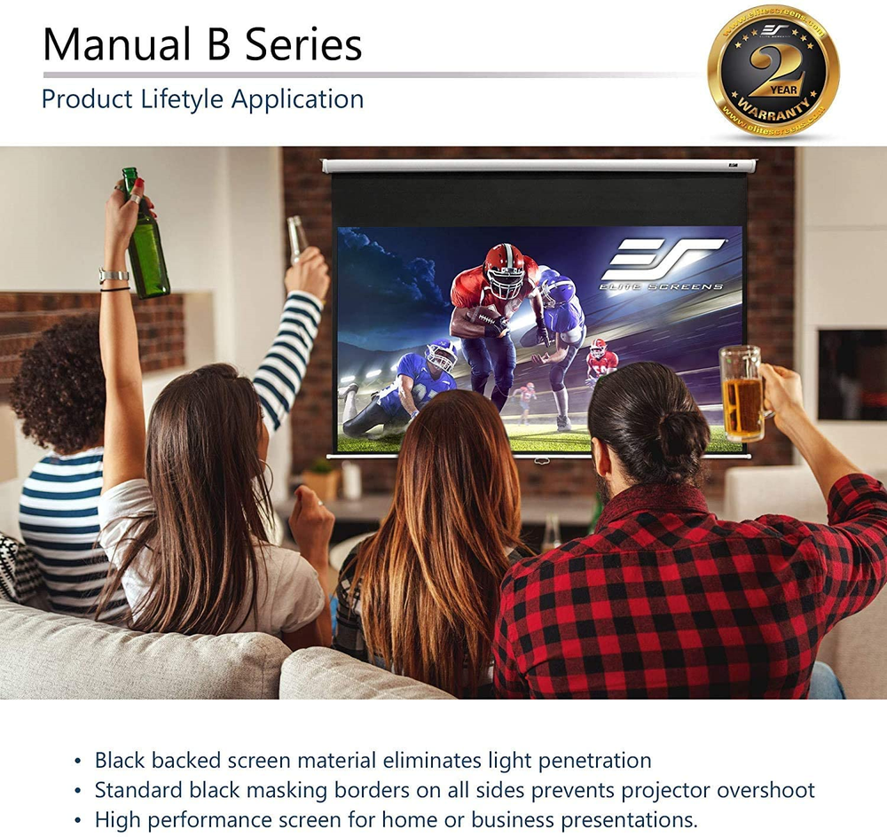 Elite Screens Manual B 100-INCH Manual Pull Down Projector Screen Diagonal 16:9