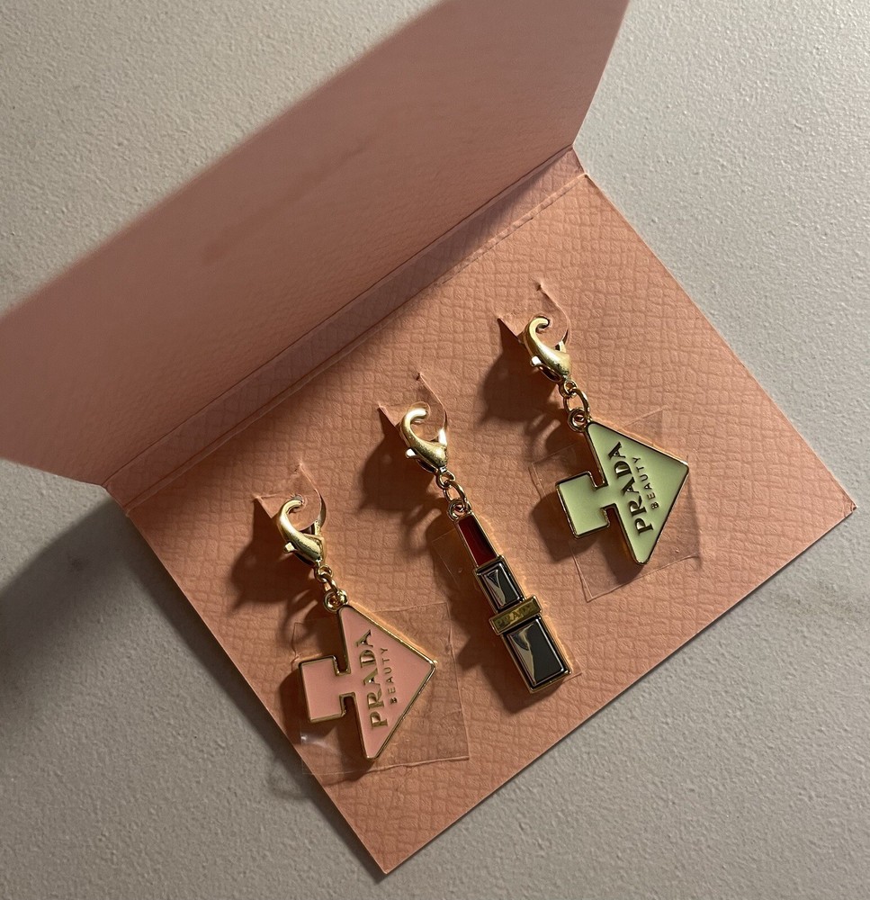 Prada Charm 3 Set Original Pradoxe Bottle Lip Customer Novelty Zip Pull Keychain
