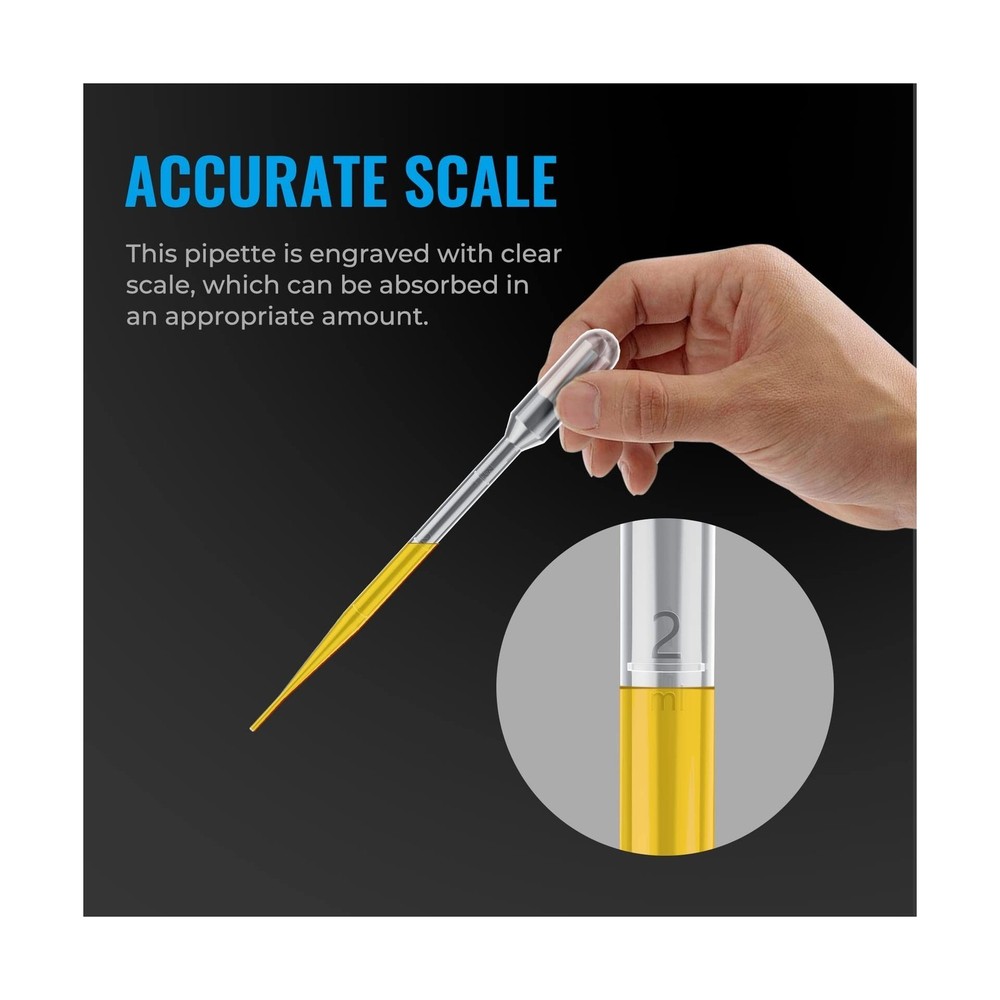 100Pcs 3mL Disposable Plastic Transfer Pipettes Calibrated Dropper for Scienc...