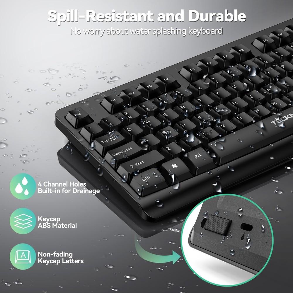 Wireless Keyboard and Mouse Combo, Full-Size Ergonomic Keyboard & Optical Mou...