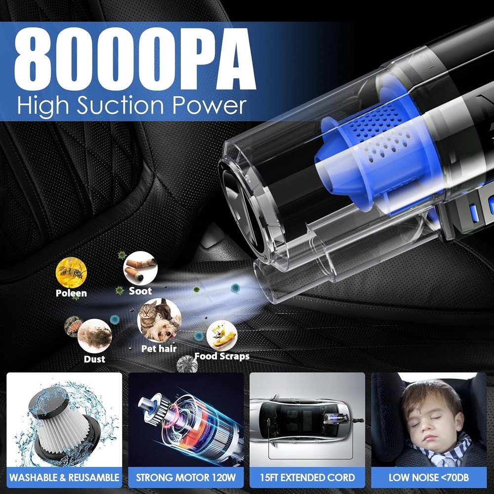 High Performance Car Detailing Set: Handheld Vacuum & Gift-Ready Accessories